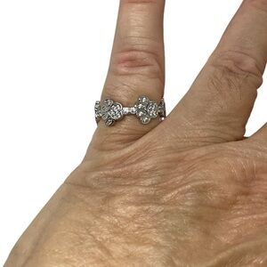 Sterling silver cubic zirconia paw print eternity ring